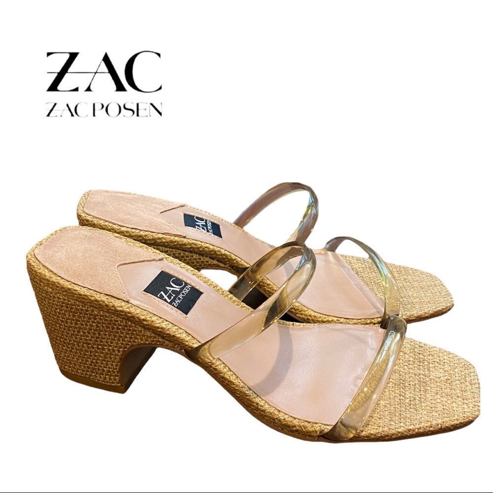 New ZAC Zac Posen Saint Cashew Slide Block Heel Sandals 7